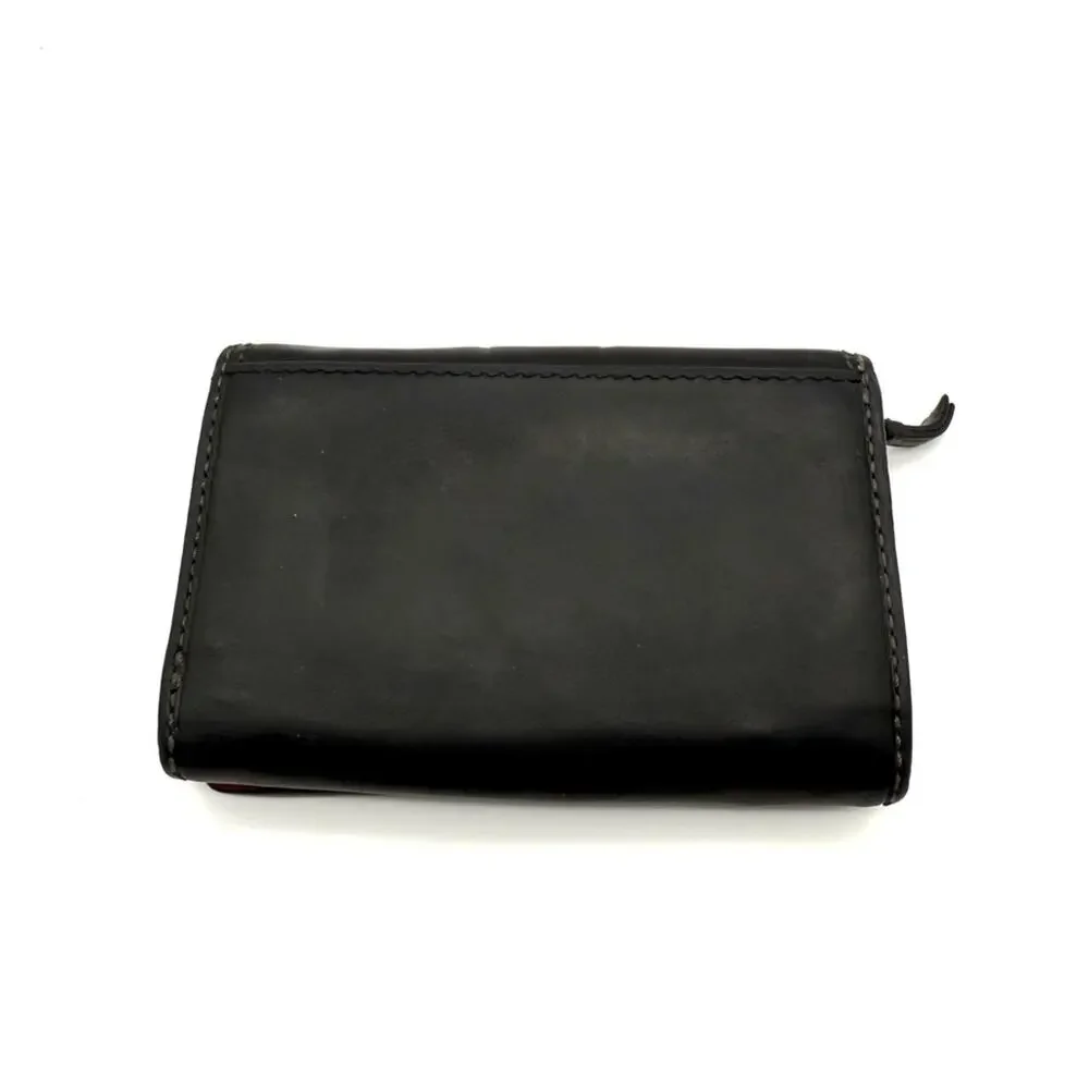 Coach Bleecker Wallet Black Leather Embossed Signature Carriage Logo Pink Lining